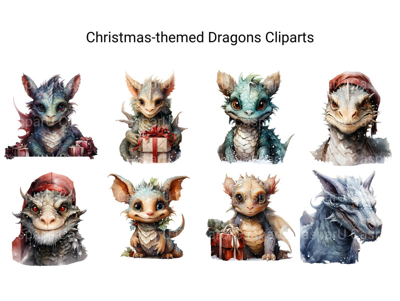 Christmas Dragons Clipart - CraftNest