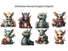 Christmas Dragons Clipart - CraftNest