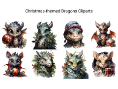 Christmas Dragons Clipart - CraftNest