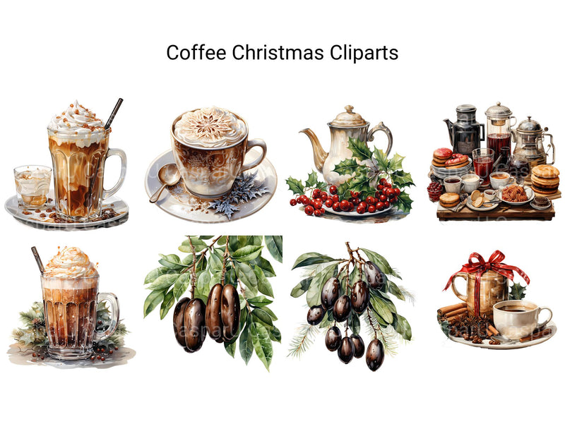 Coffee Christmas Clipart - CraftNest