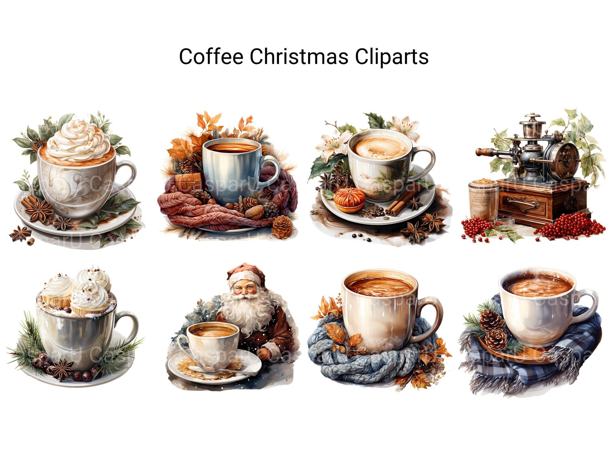 Coffee Christmas Clipart - CraftNest