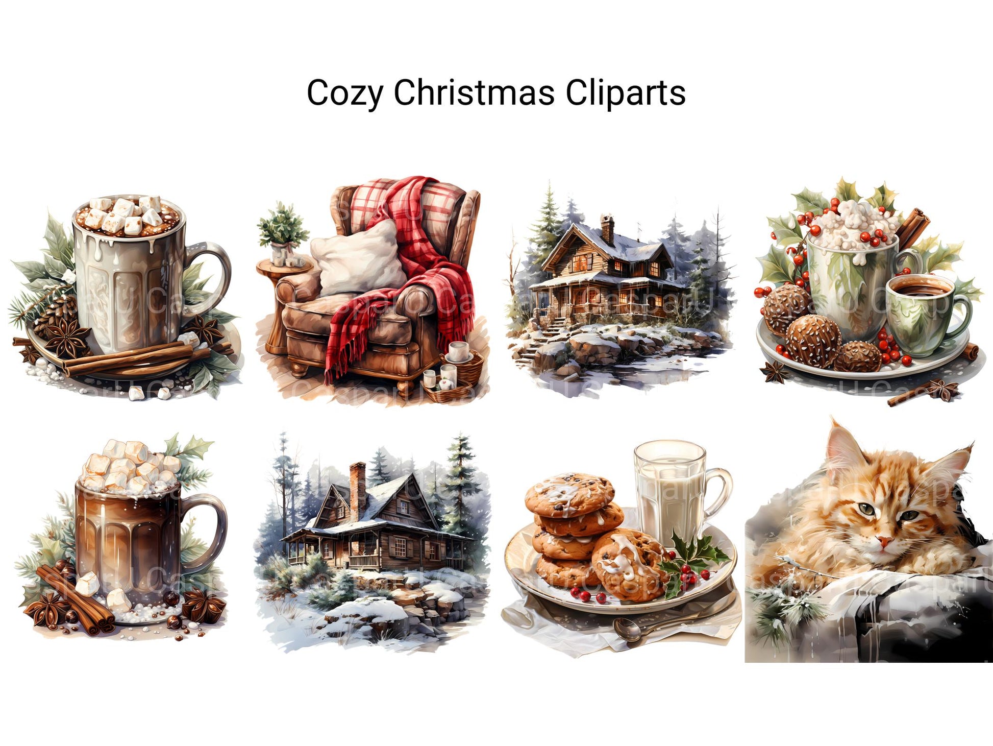 Cozy Christmas Clipart - CraftNest