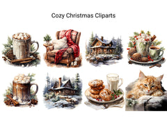 Cozy Christmas Clipart - CraftNest