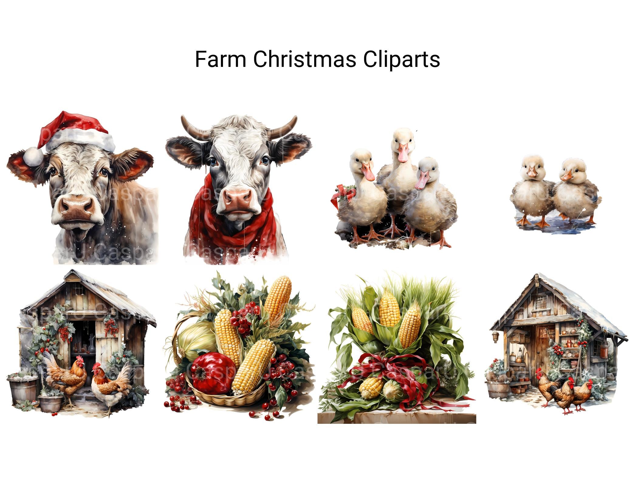 Farm Christmas Clipart - CraftNest