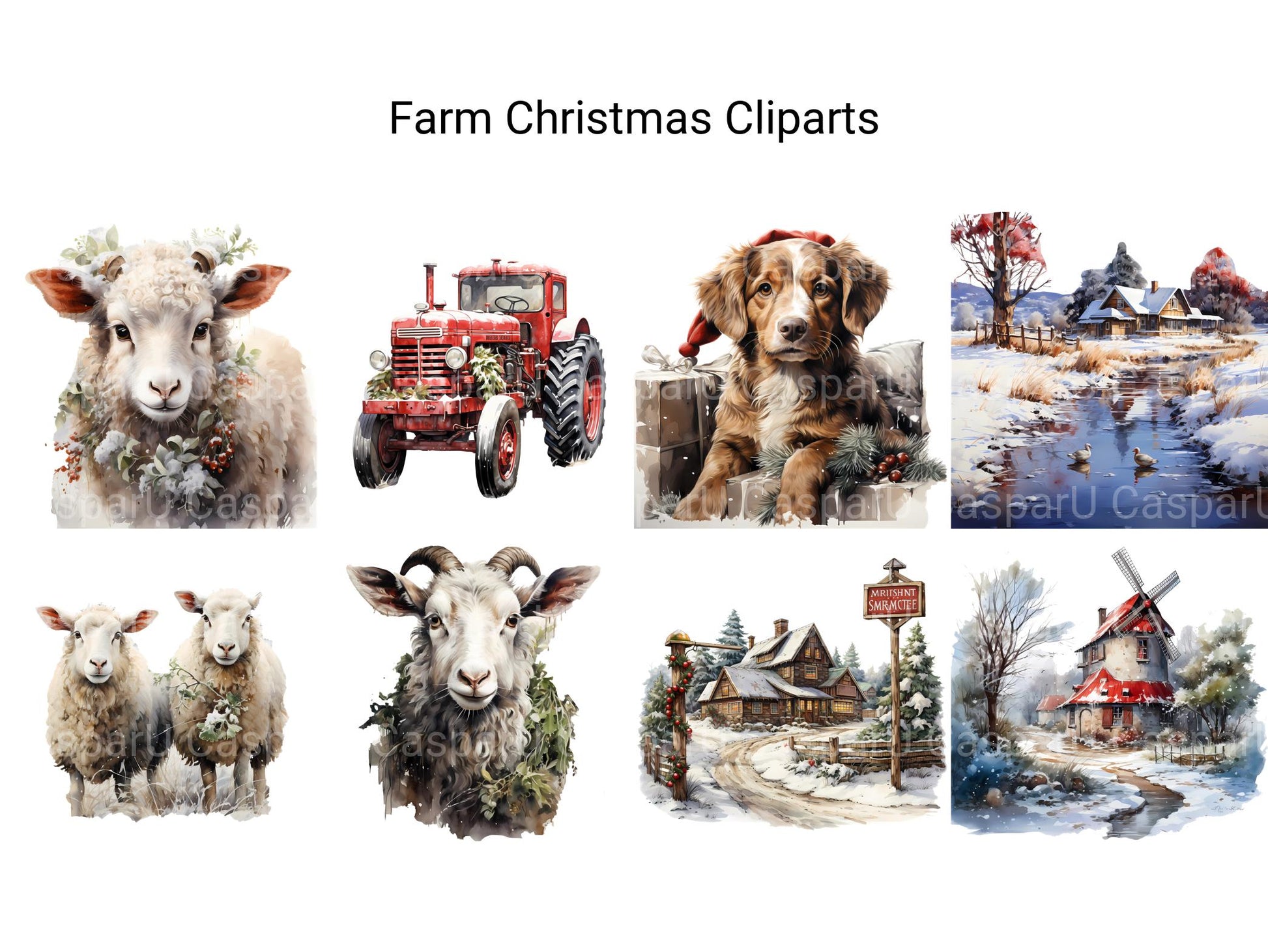 Farm Christmas Clipart - CraftNest