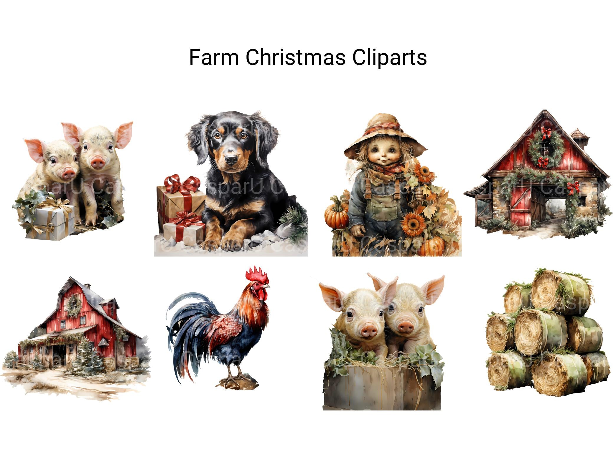 Farm Christmas Clipart - CraftNest