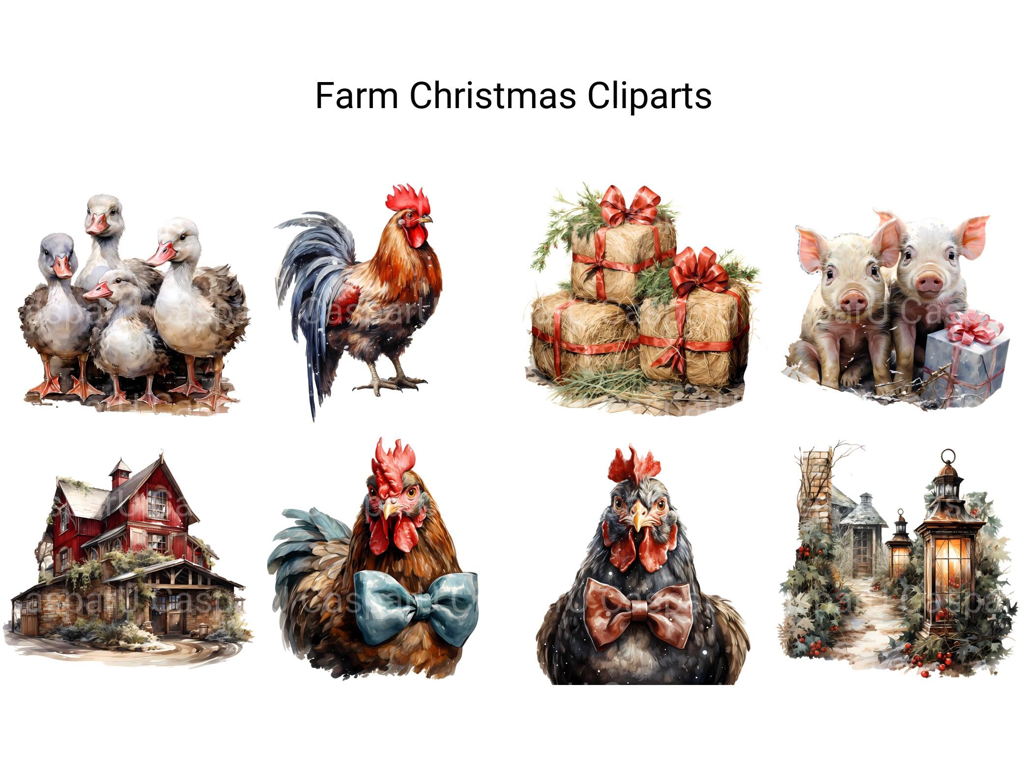 Farm Christmas Clipart - CraftNest