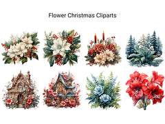 Flower Christmas Clipart - CraftNest