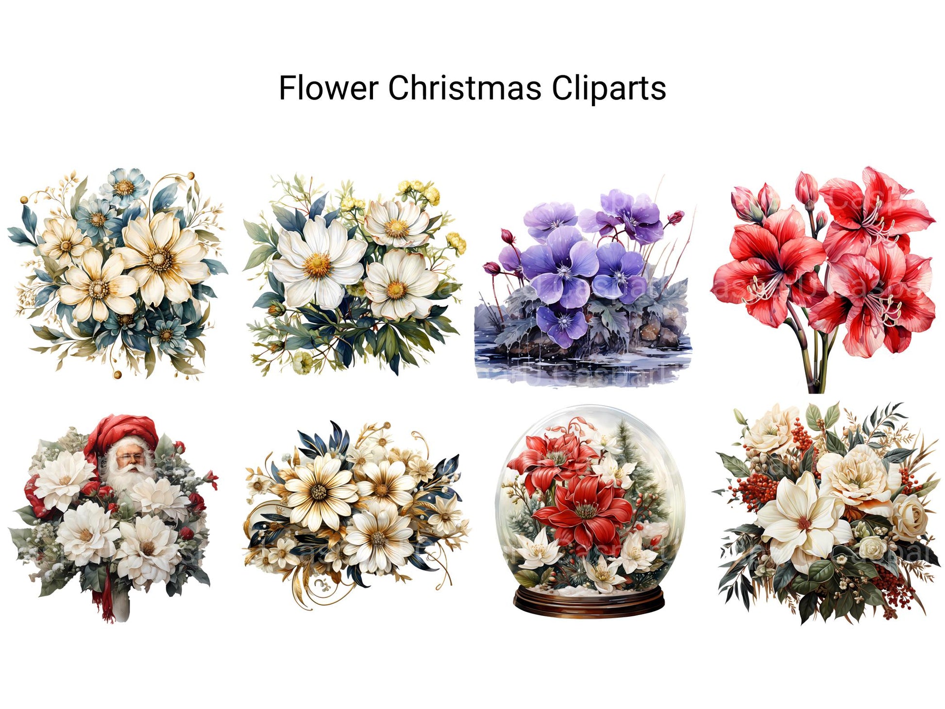 Flower Christmas Clipart - CraftNest