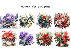 Flower Christmas Clipart - CraftNest