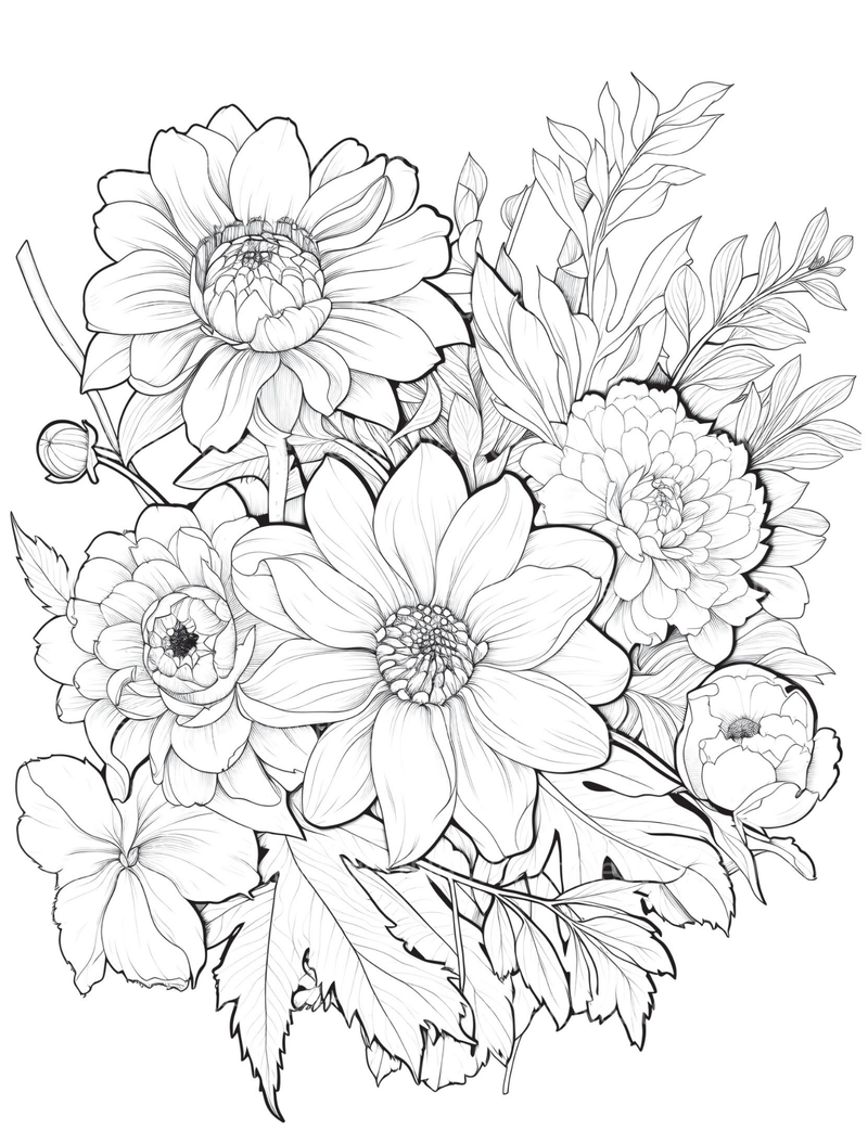 Flower Coloring Book 2 - CraftNest - Digital Crafting and Art
