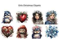 Girls Christmas Clipart - CraftNest