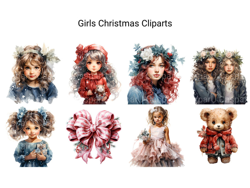 Girls Christmas Clipart - CraftNest