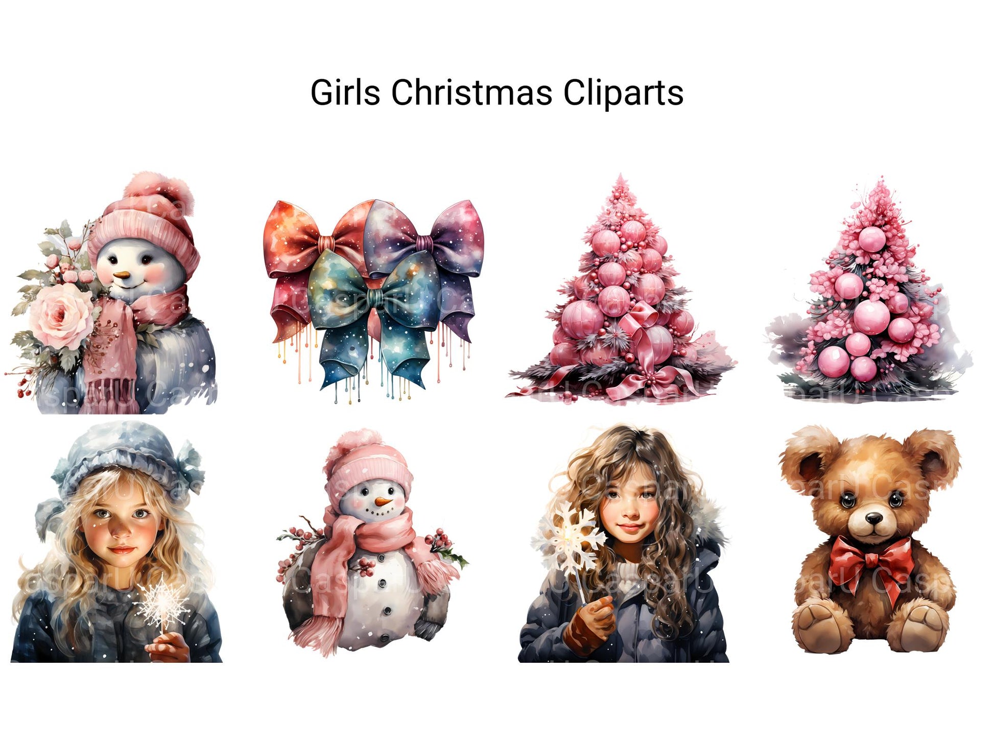 Girls Christmas Clipart - CraftNest