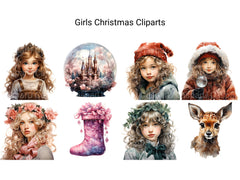 Girls Christmas Clipart - CraftNest