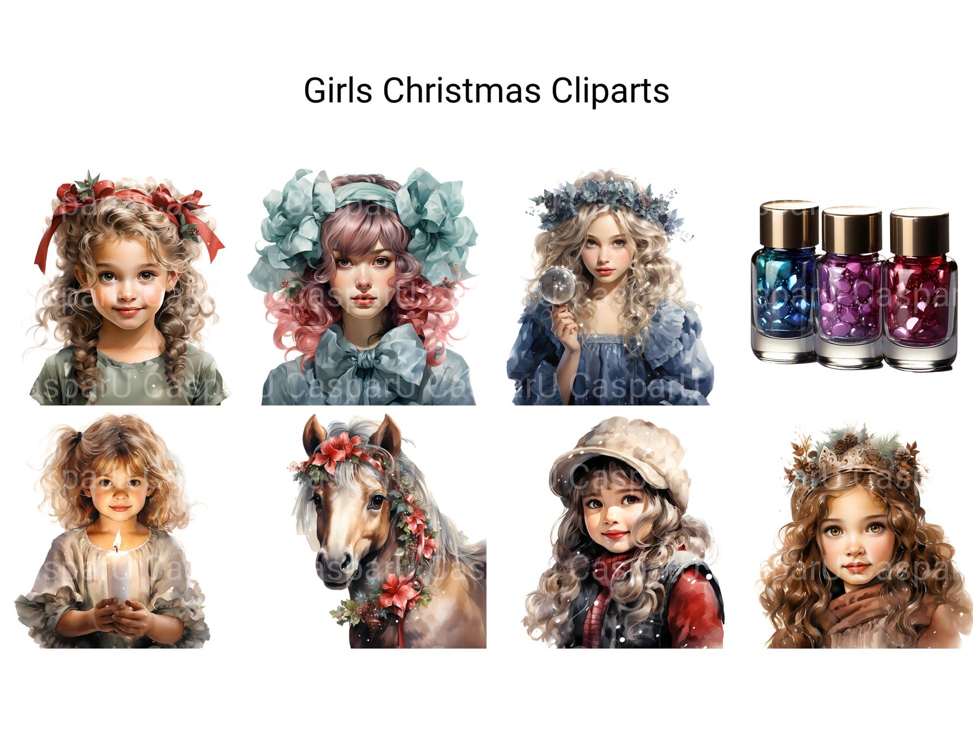 Girls Christmas Clipart - CraftNest