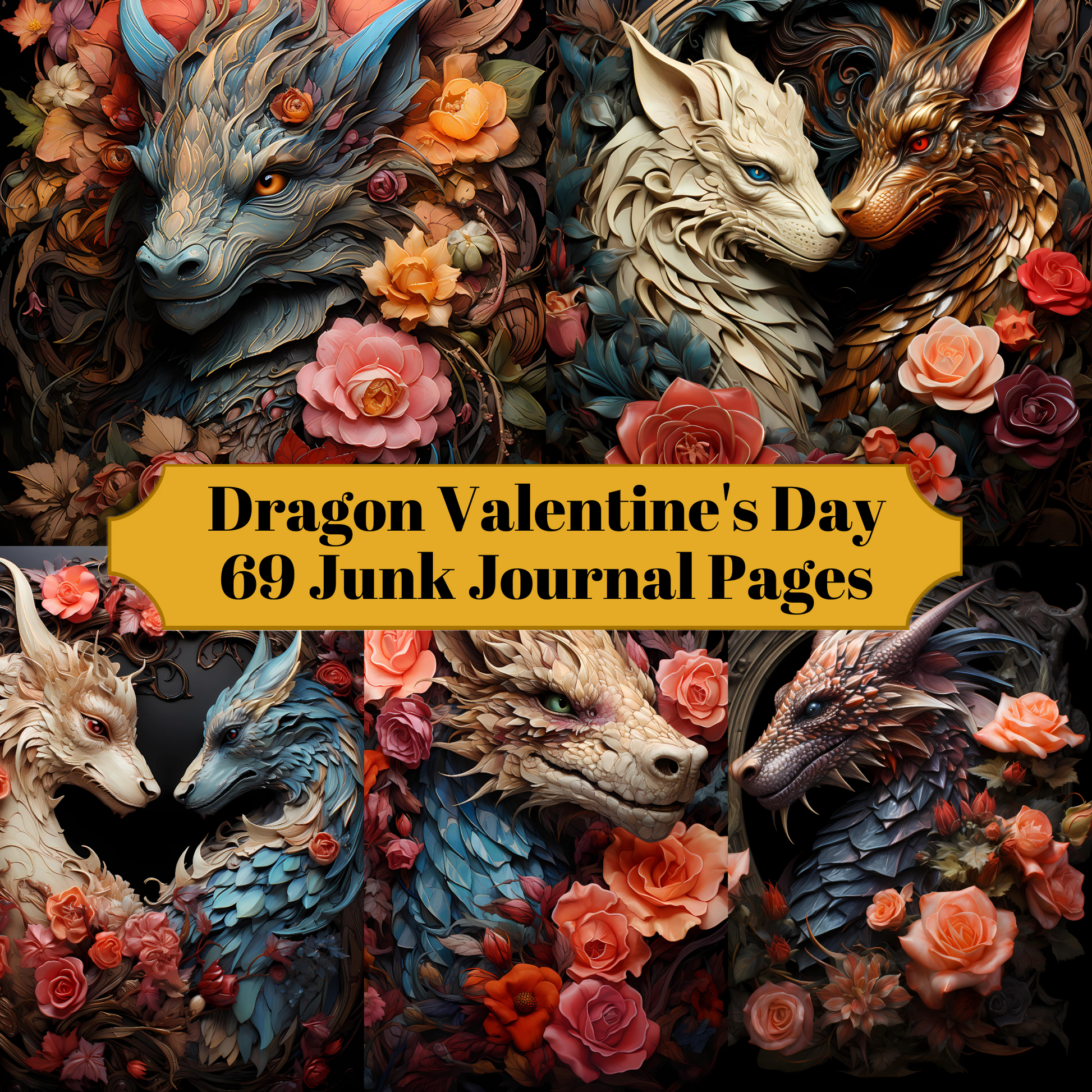 Dragon Valentine's Day Junk Journal Pages - CraftNest