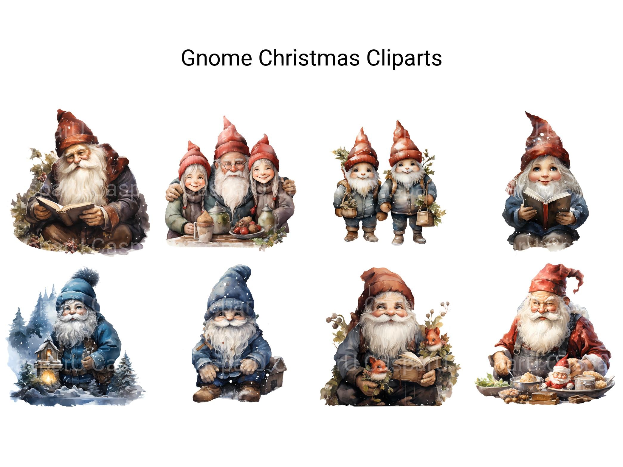 Gnome Christmas Clipart - CraftNest