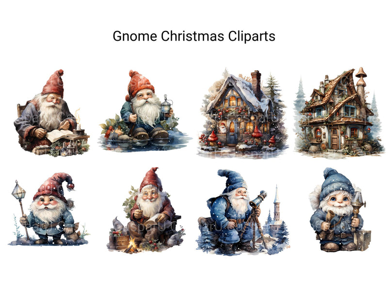 Gnome Christmas Clipart - CraftNest