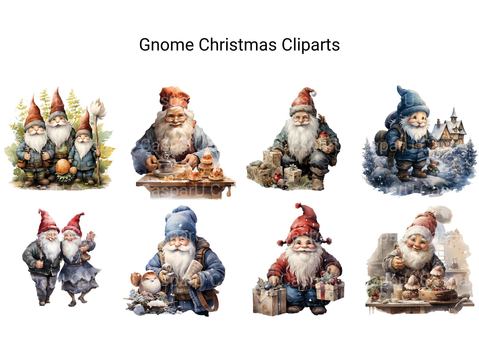 Gnome Christmas Clipart - CraftNest