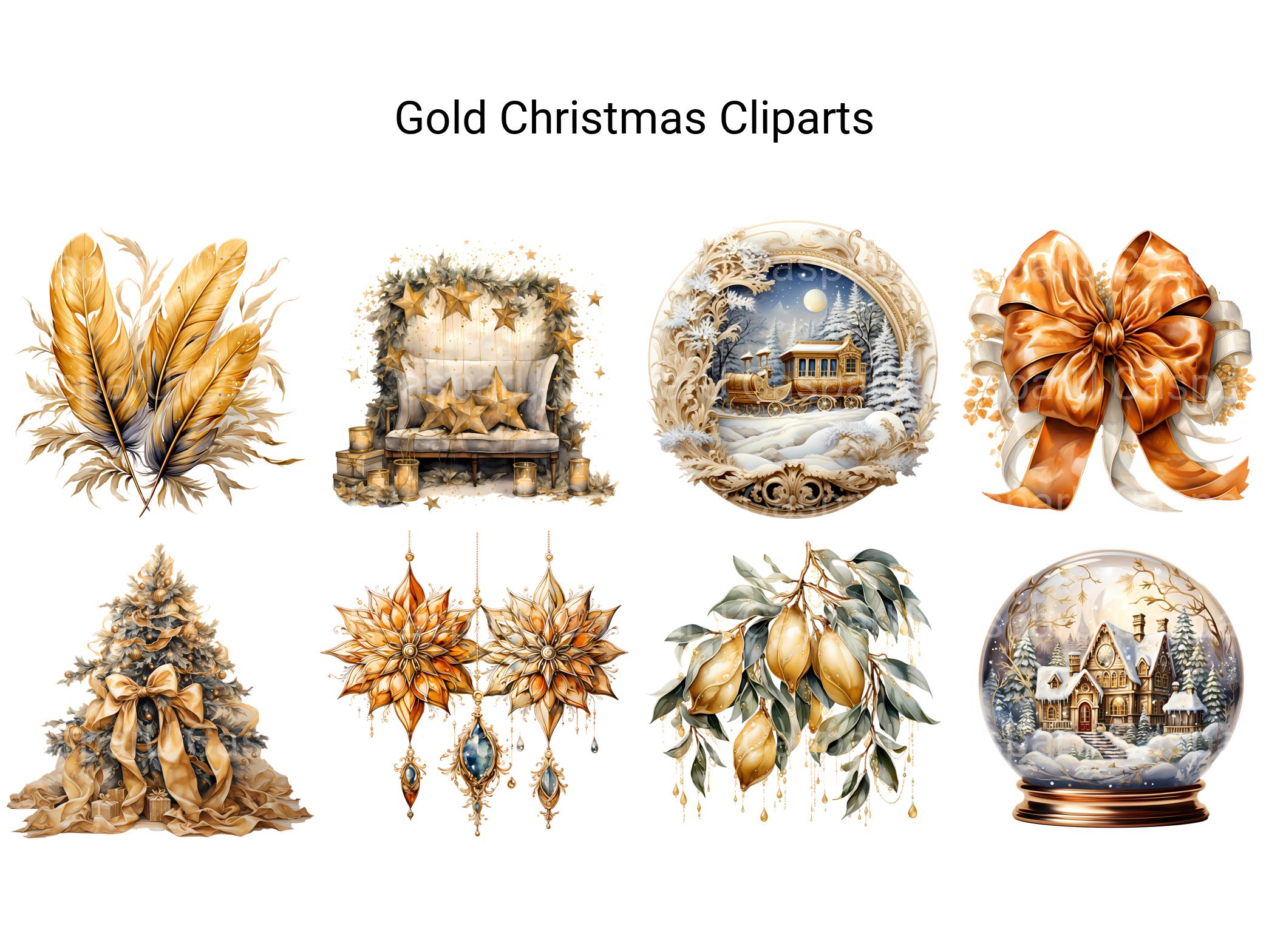 Gold Christmas Clipart - CraftNest