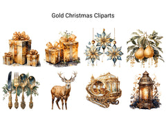 Gold Christmas Clipart - CraftNest