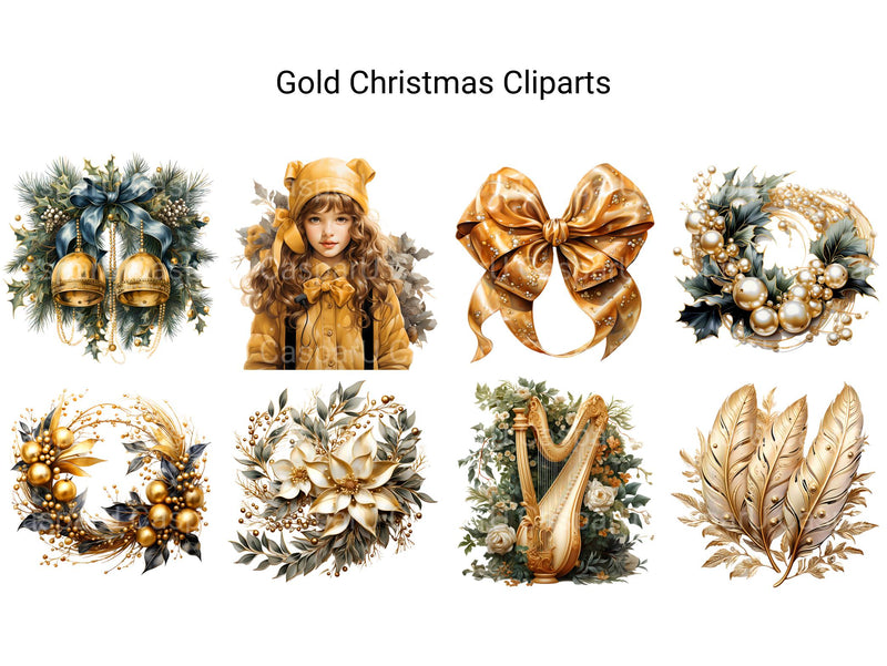 Gold Christmas Clipart - CraftNest