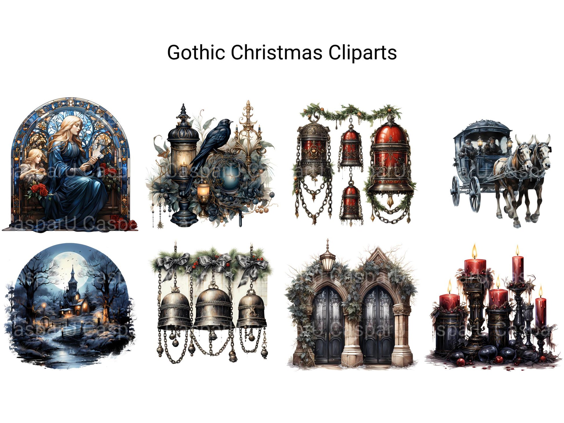 Gothic Christmas Clipart - CraftNest