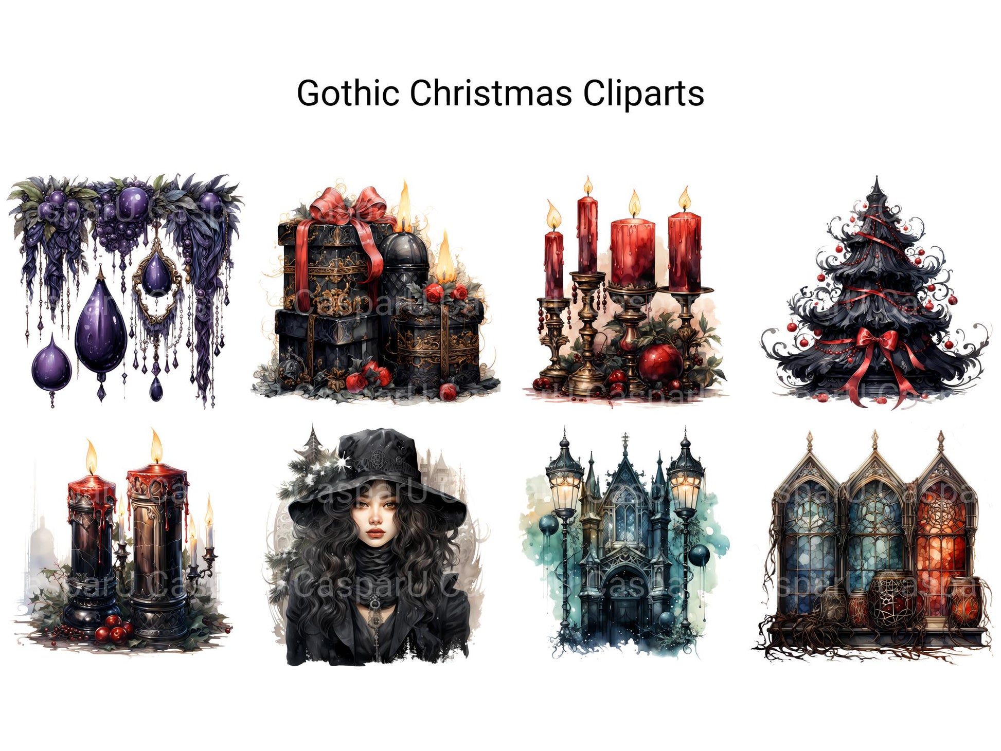 Gothic Christmas Clipart - CraftNest