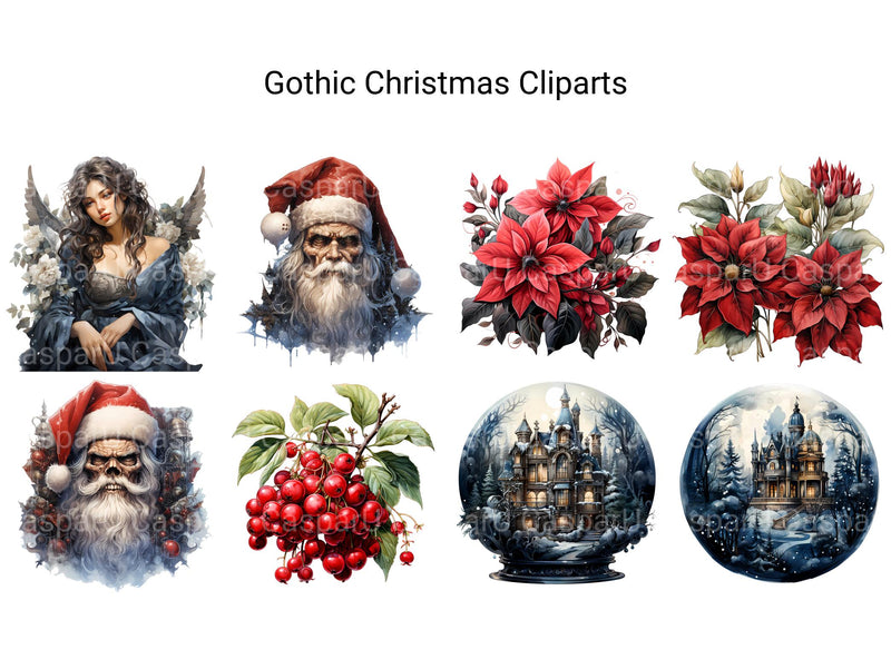 Gothic Christmas Clipart - CraftNest