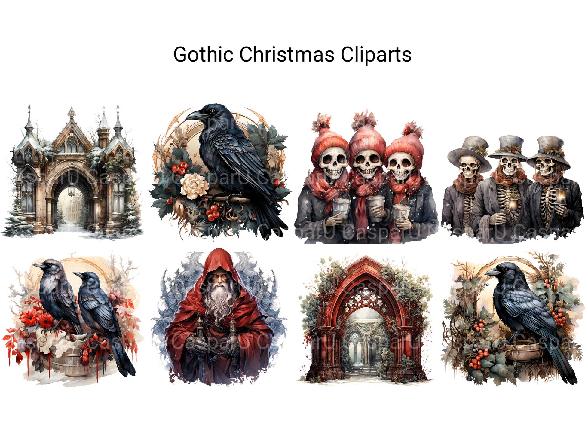 Gothic Christmas Clipart - CraftNest