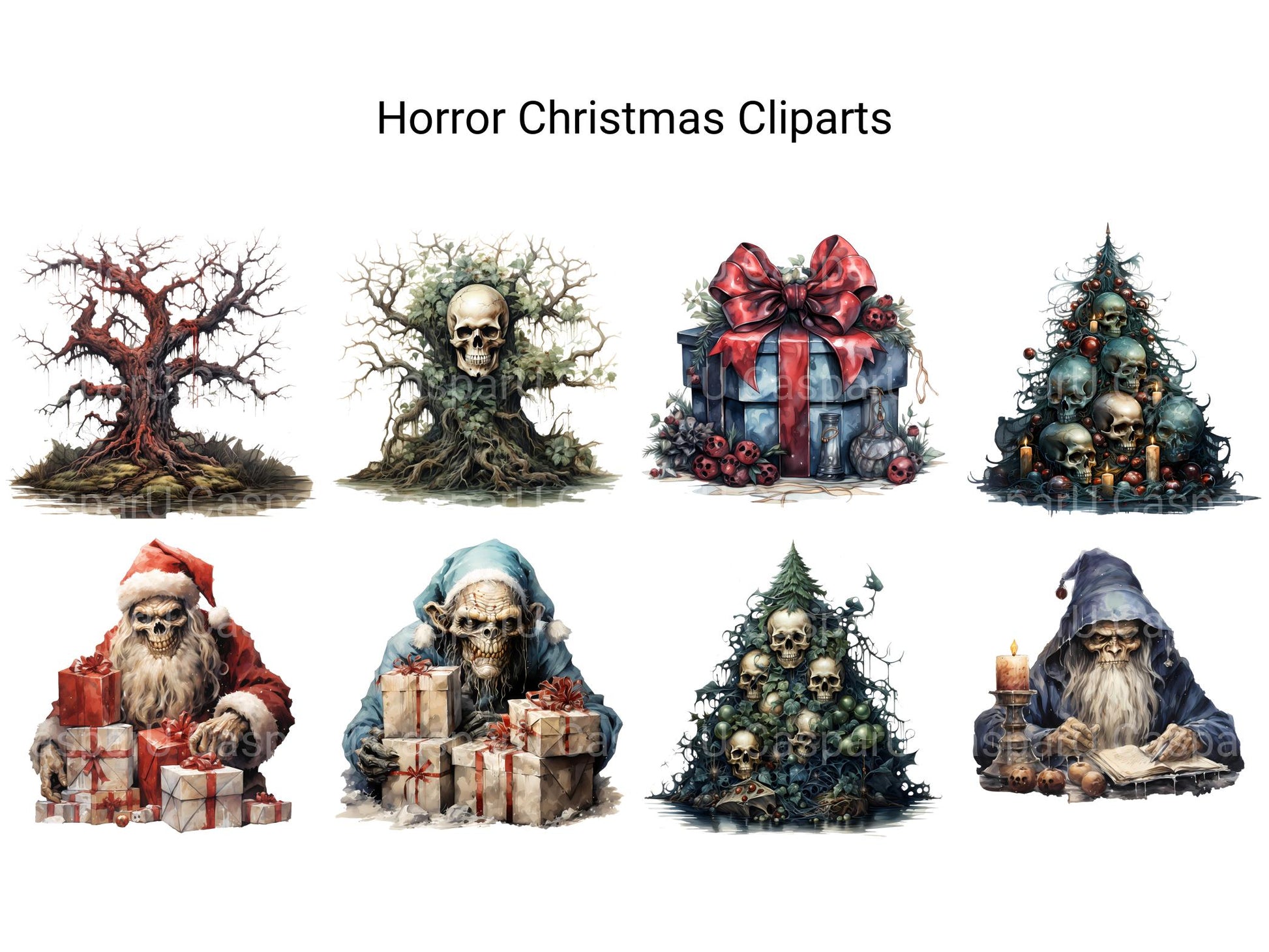 Horror Christmas Clipart - CraftNest