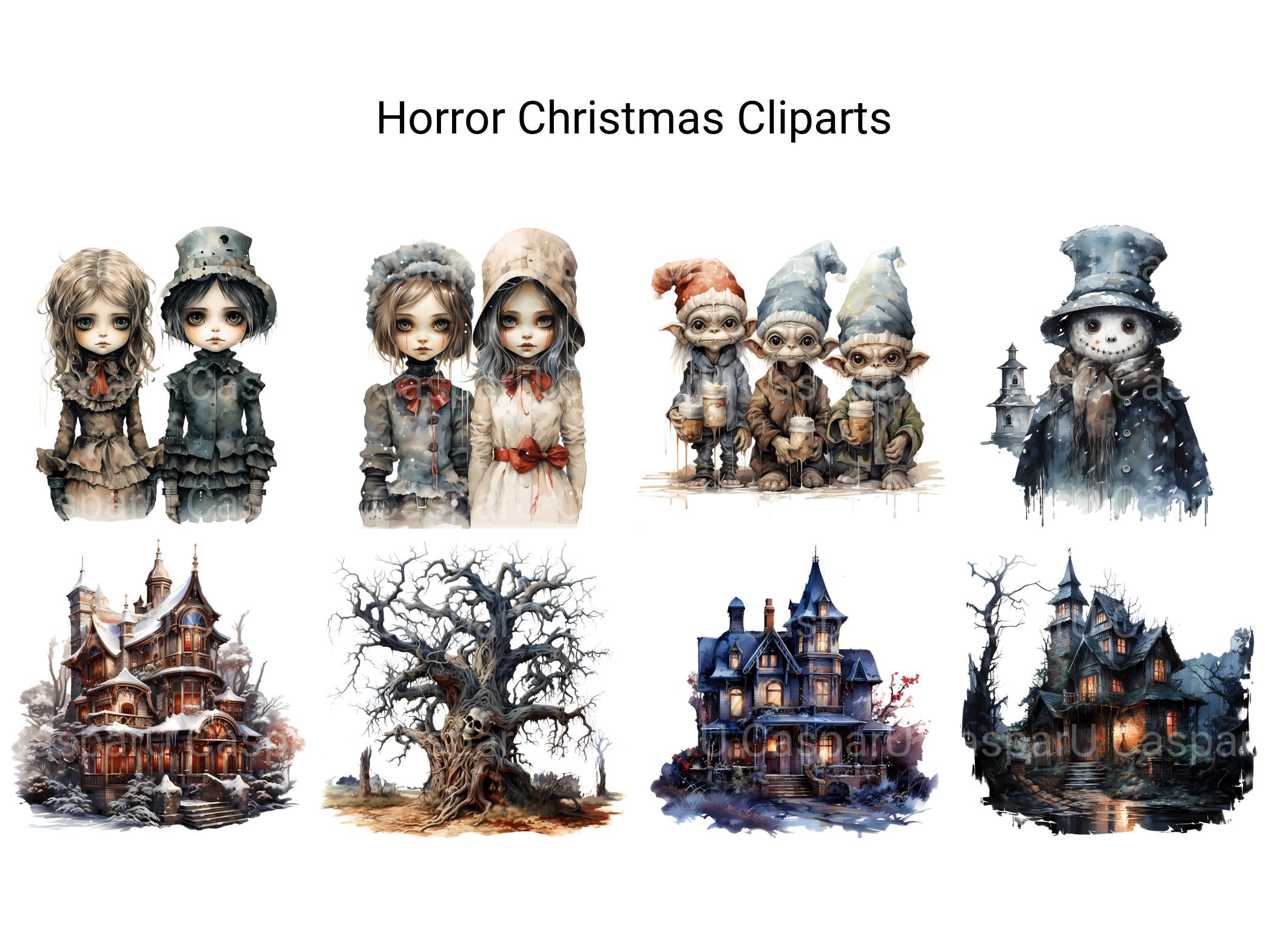 Horror Christmas Clipart - CraftNest