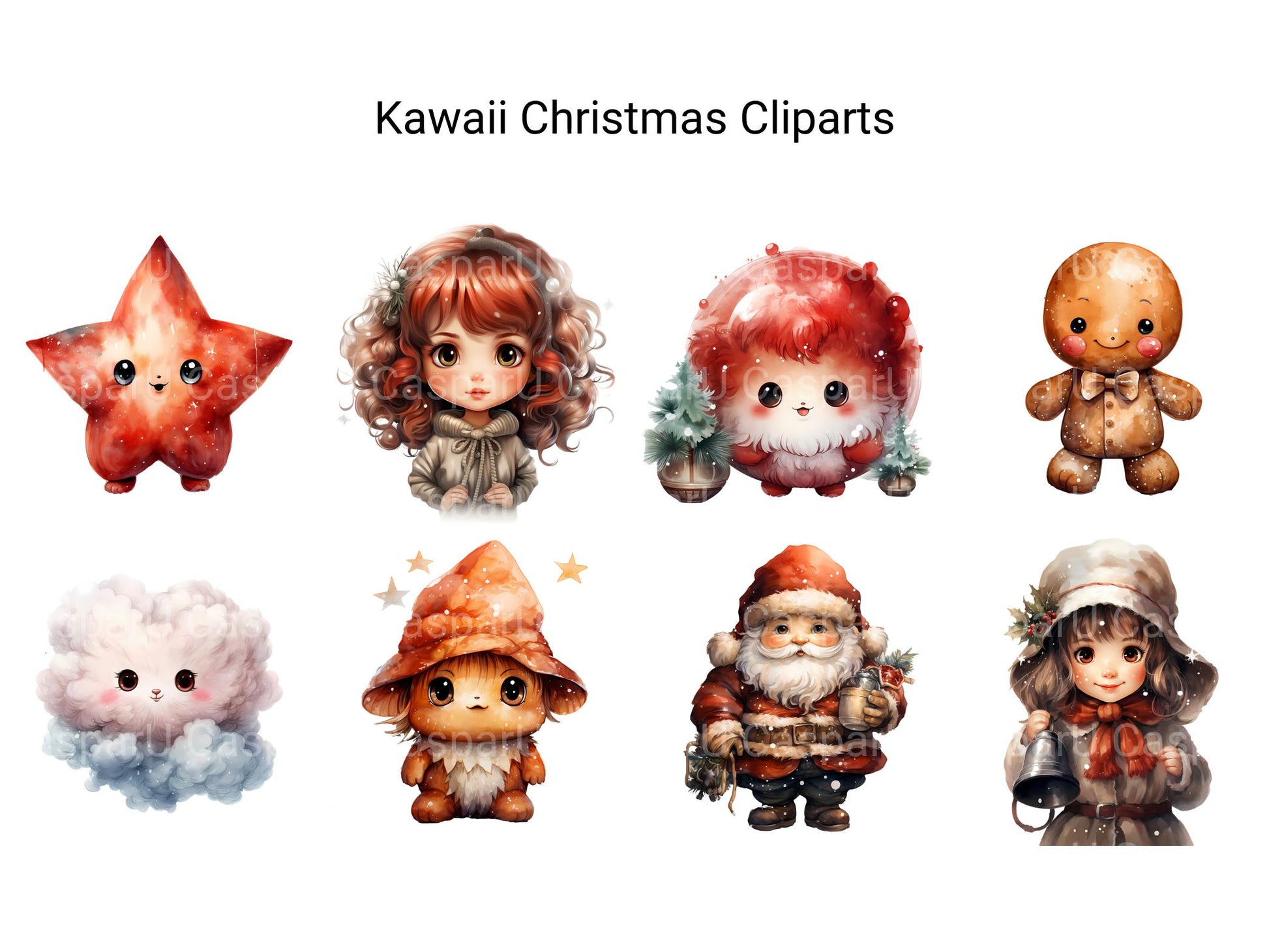 Kawaii Christmas Clipart - CraftNest