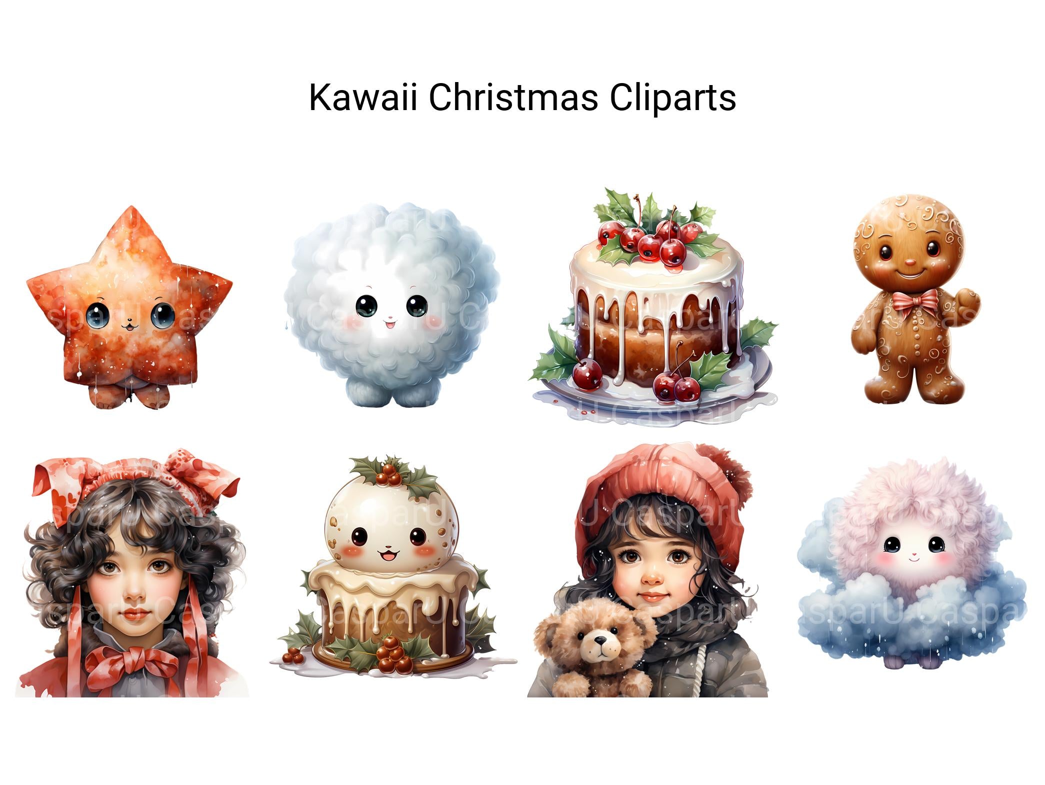 Kawaii Christmas Clipart - CraftNest