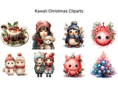 Kawaii Christmas Clipart - CraftNest