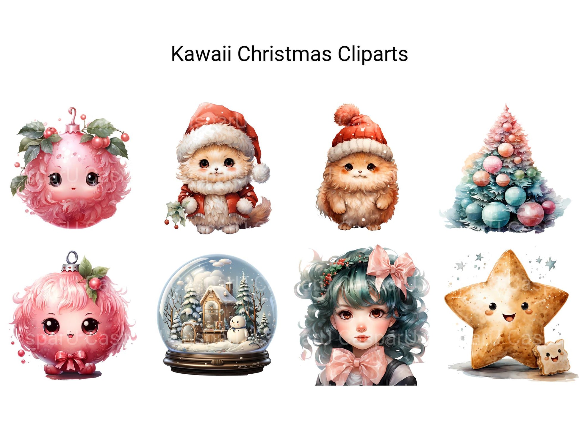 Kawaii Christmas Clipart - CraftNest