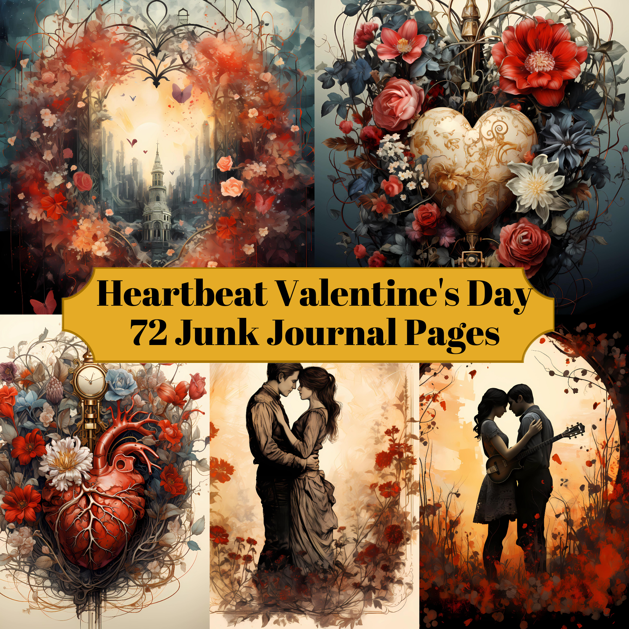 Heartbeat Valentine's Day Junk Journal Pages - CraftNest