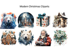 Modern Christmas Clipart - CraftNest