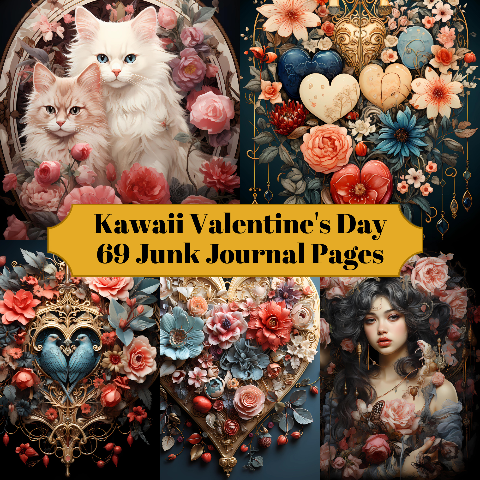 Kawaii Valentine's Day Junk Journal Pages - CraftNest