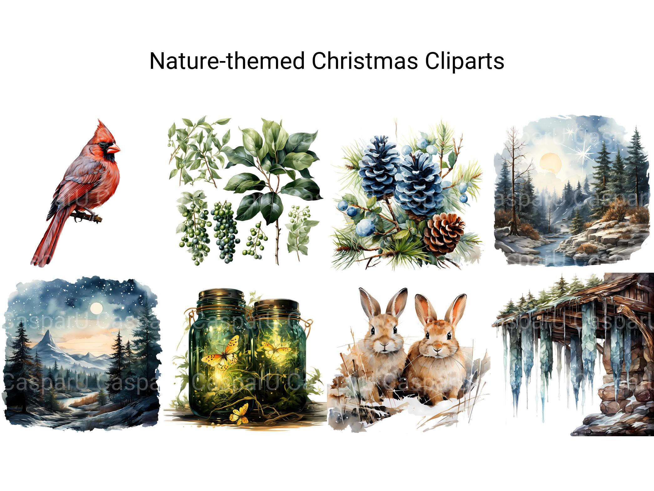 Nature Christmas Clipart - CraftNest