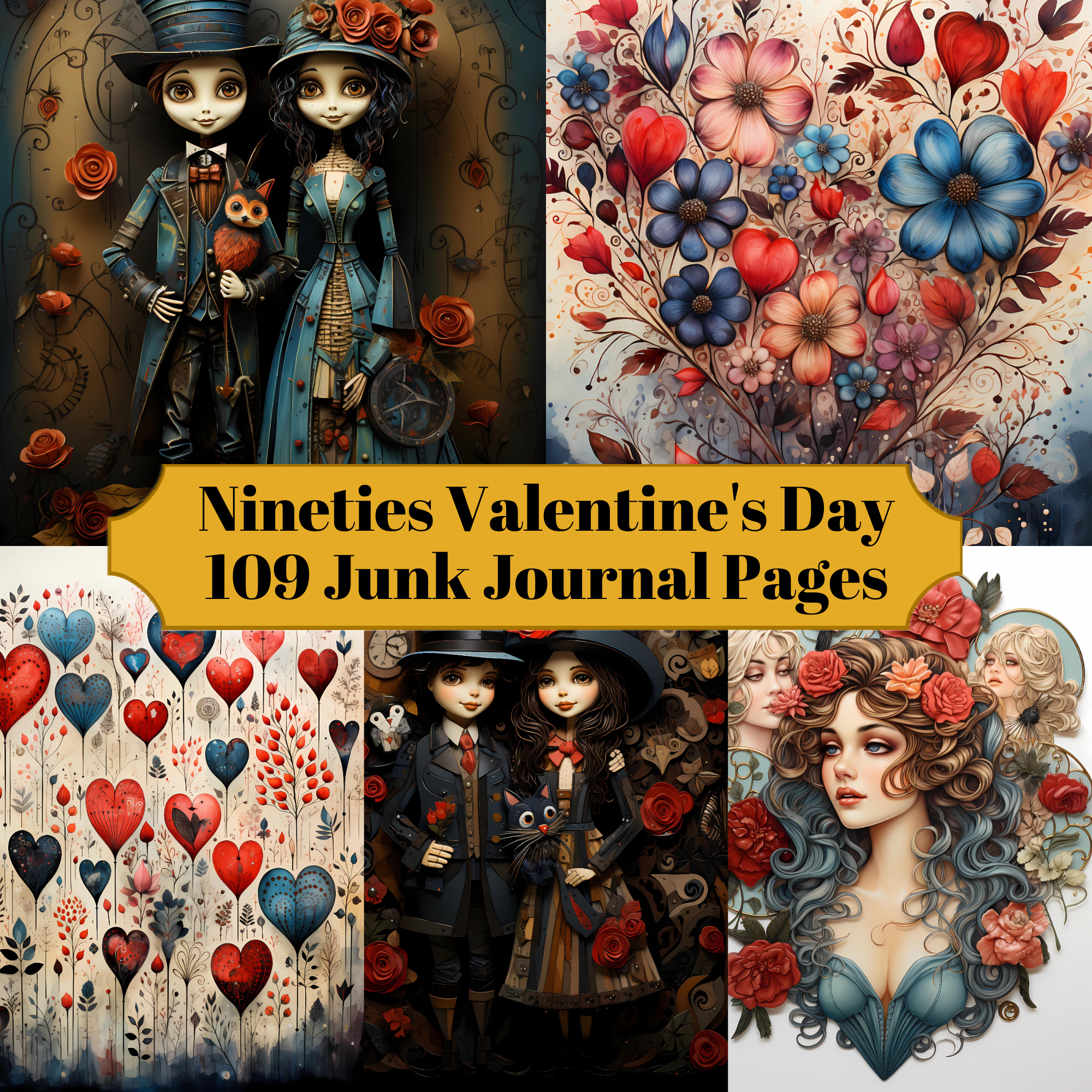 Nineties Valentine's Day Junk Journal Pages - CraftNest