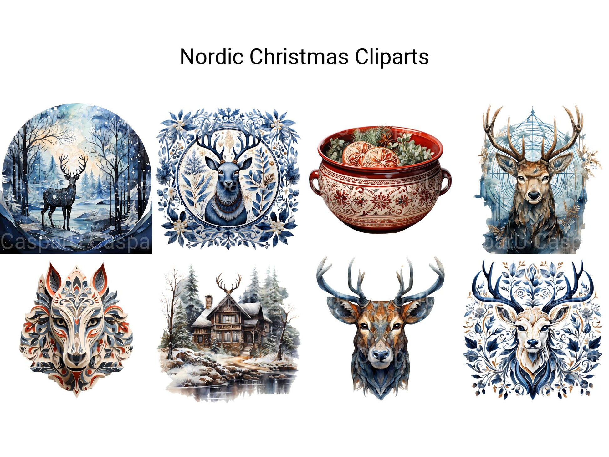 Scandinavian Christmas Clipart - CraftNest