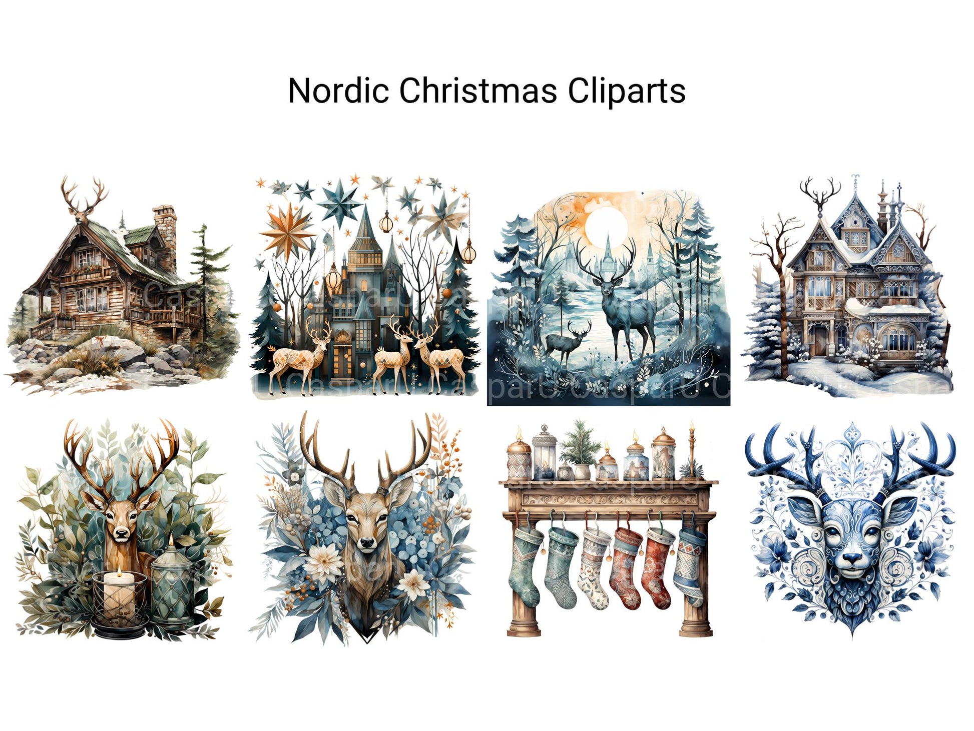 Scandinavian Christmas Clipart - CraftNest