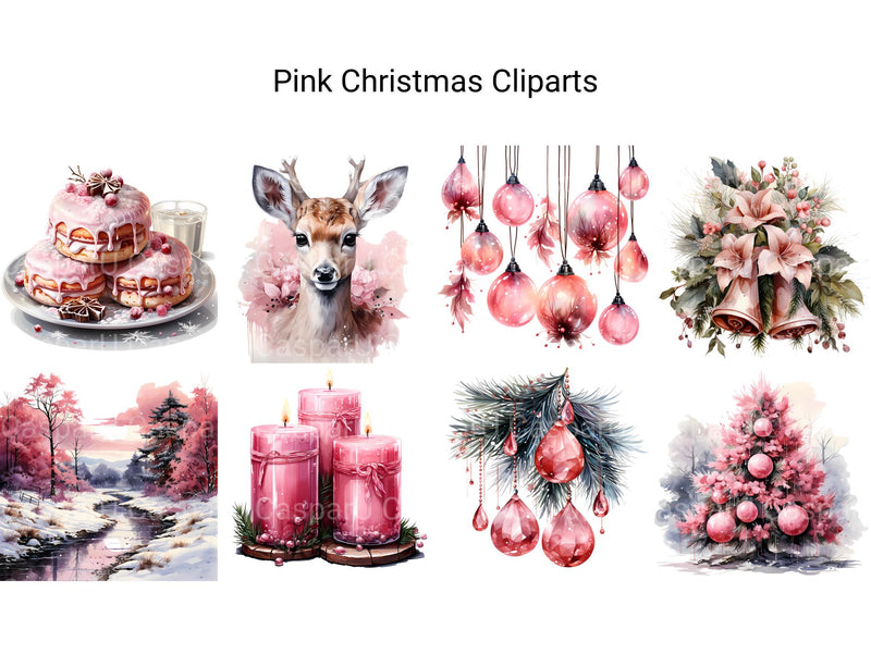 Pink Christmas Clipart - CraftNest