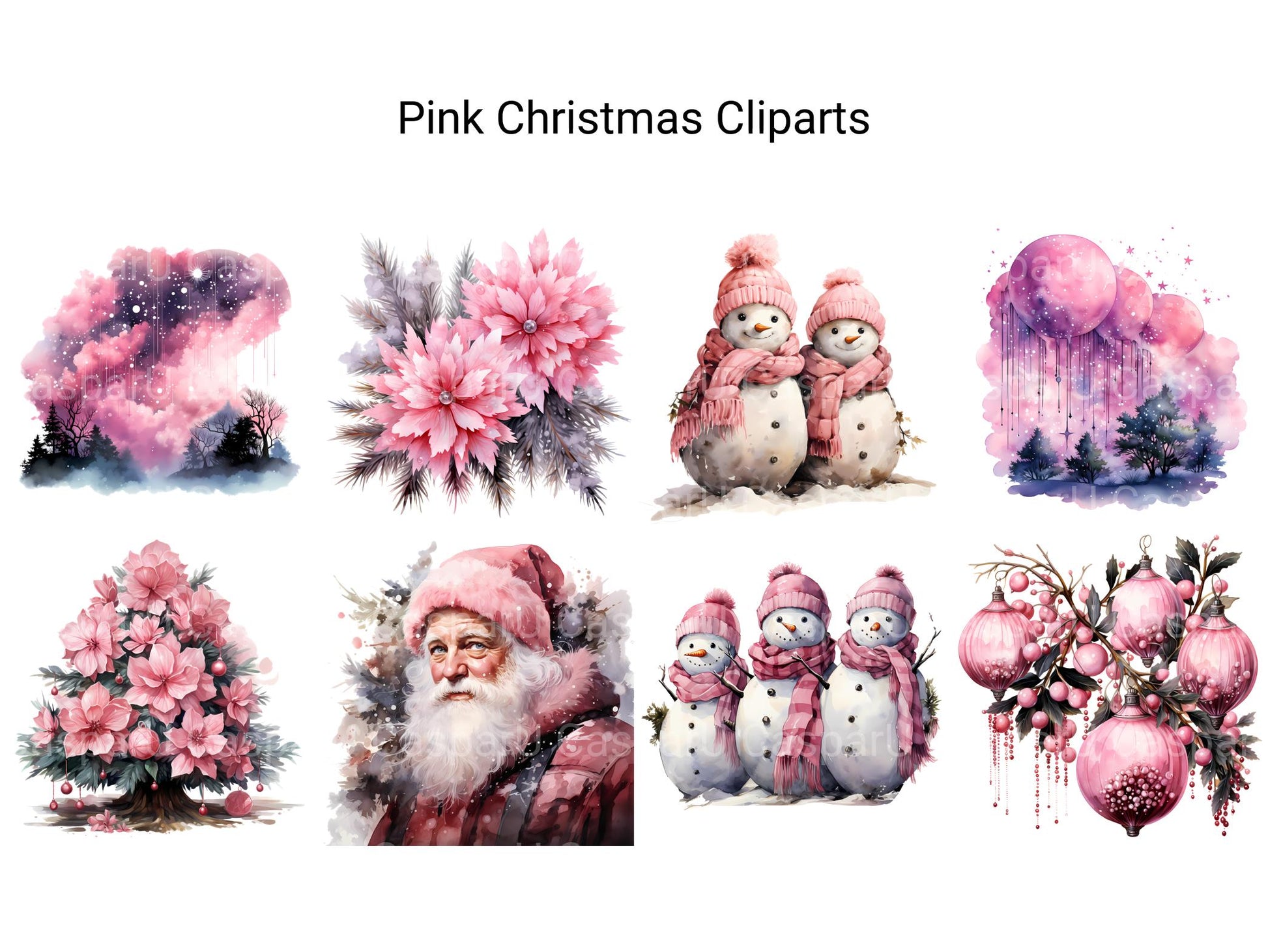 Pink Christmas Clipart - CraftNest