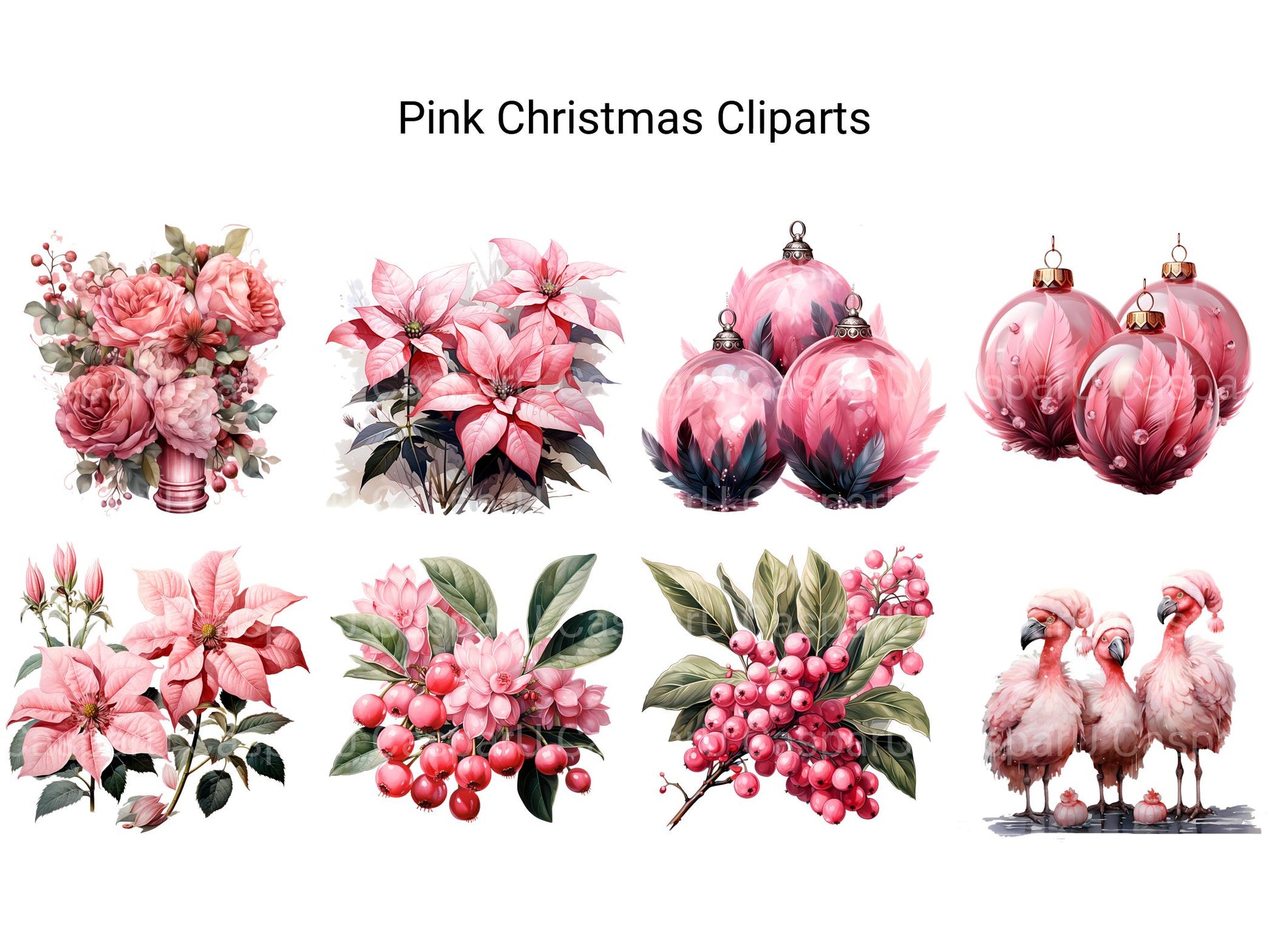 Pink Christmas Clipart - CraftNest