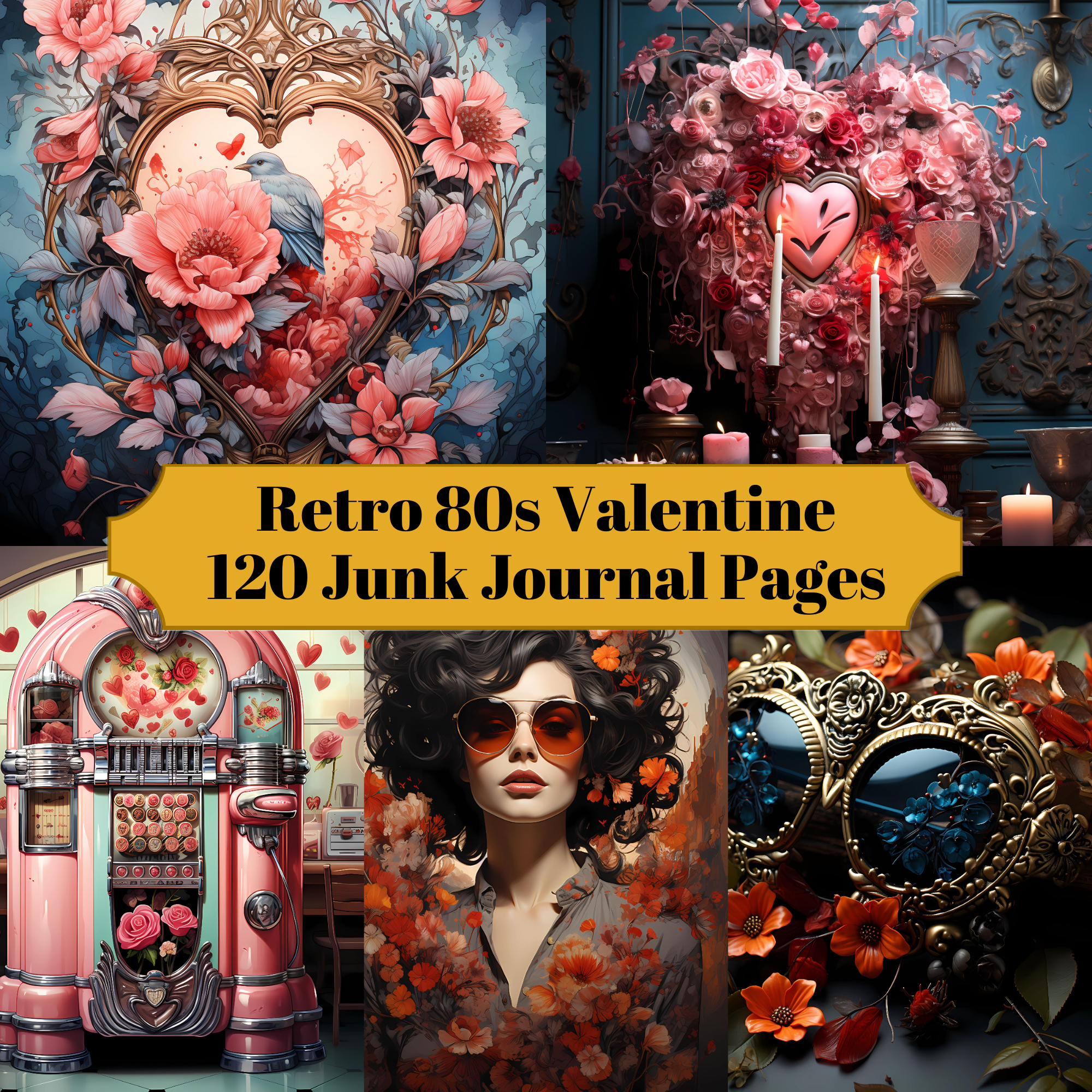 Retro 80s Valentine's Day Junk Journal Pages - CraftNest