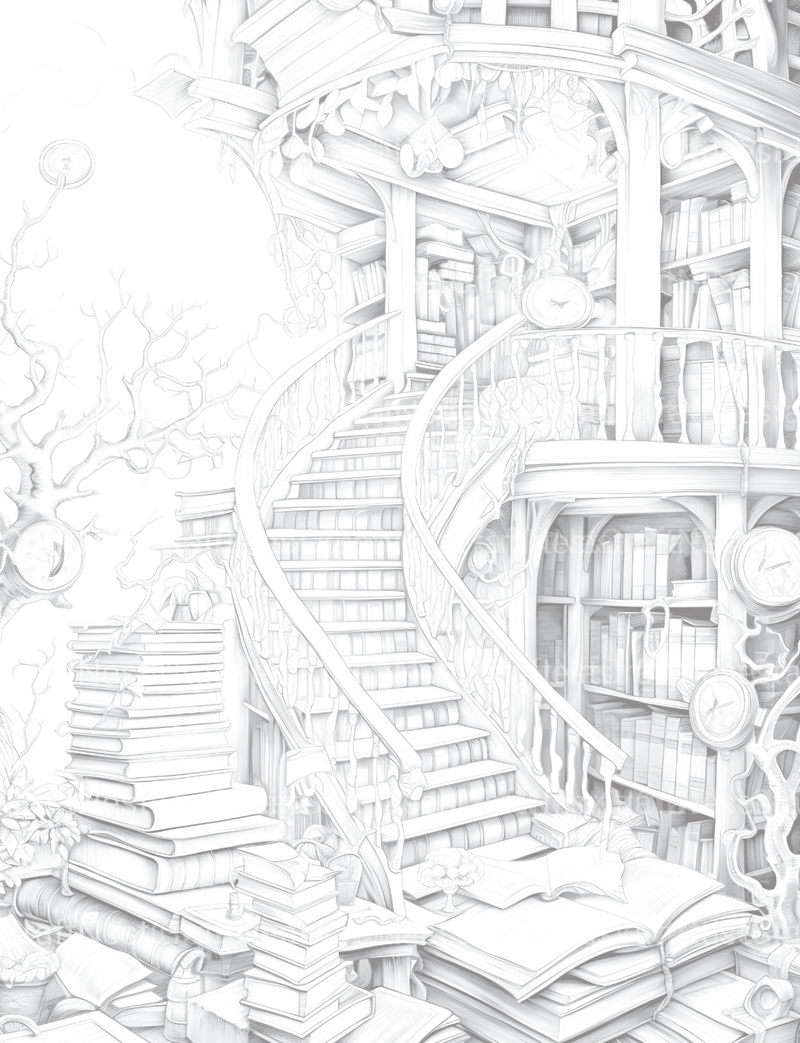 Enchanted Library Coloring Book - CraftNest - Digital Crafting and Art