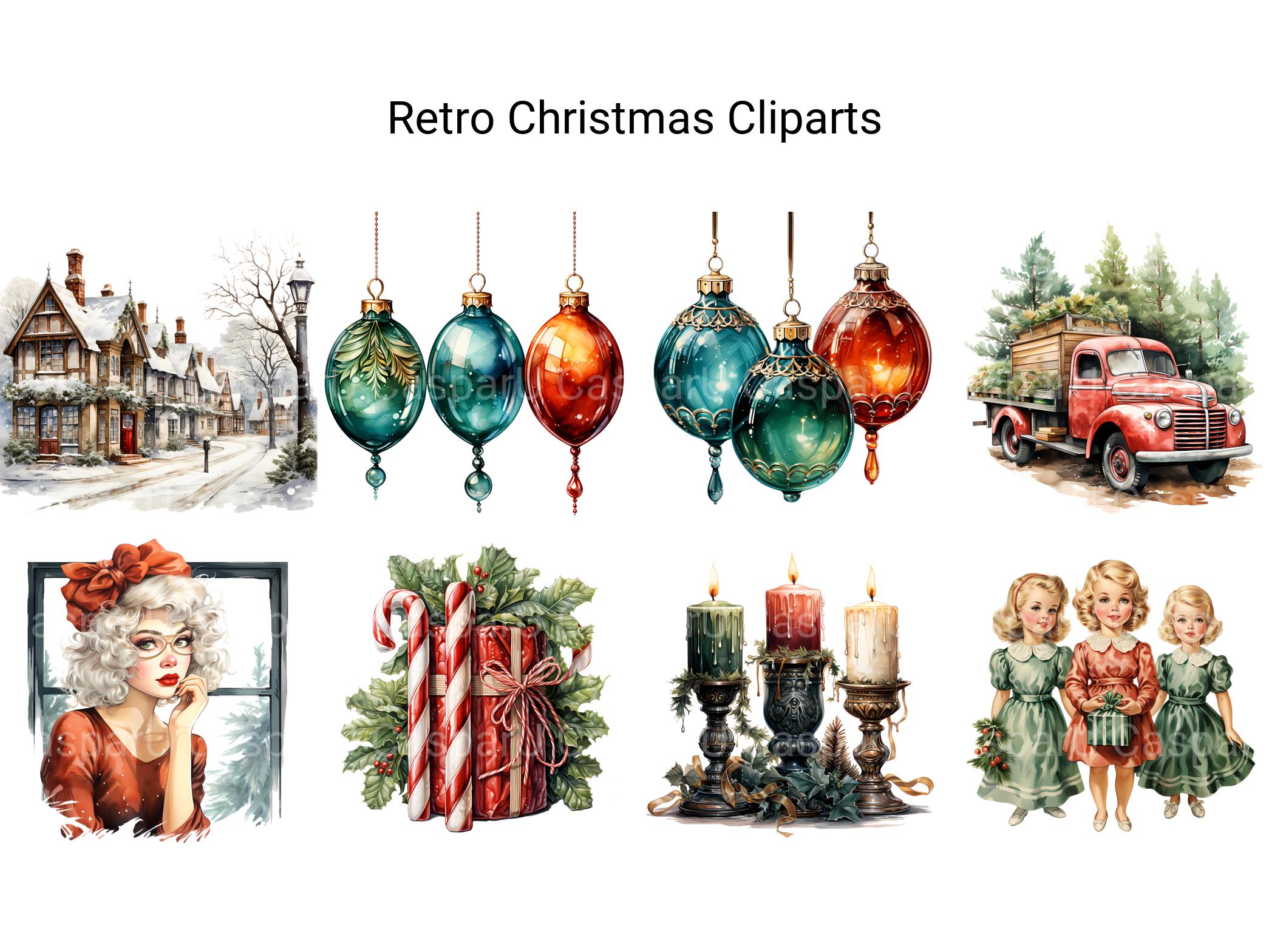 Retro Christmas Clipart - CraftNest